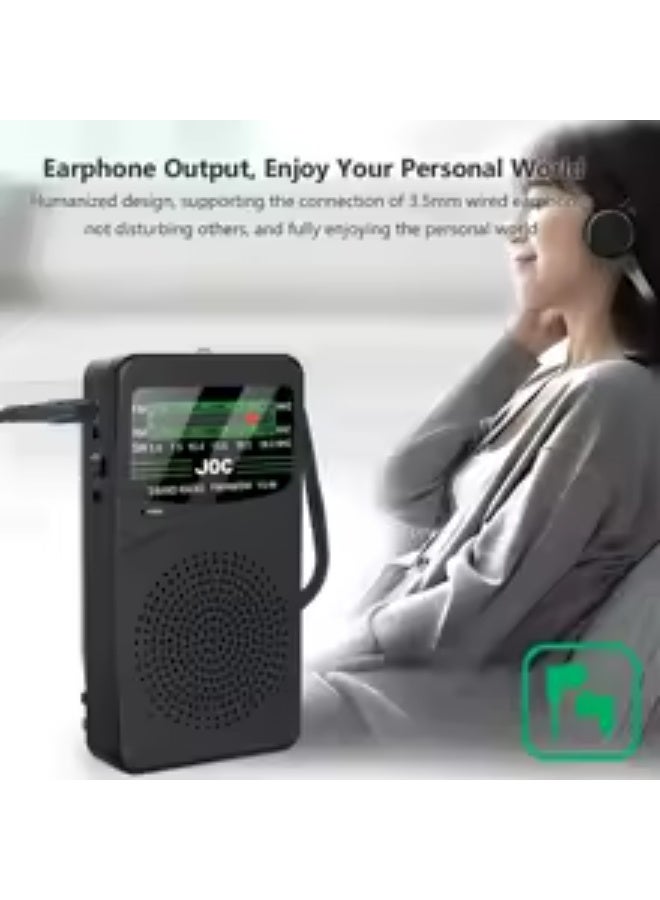 جوك المحمولة FM/AM/SW راديو بطارية استقبال FM استقبال ممتاز واضح المتكلم مع 3.5 مللي متر سماعة جاك LED الإضاءة لكبار السن - Image 4